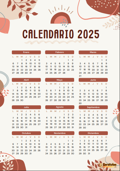 Calendario 2025 para Imprimir: Descargar Gratis en PDF 36 Calendario 2025 para Imprimir: Descargar Gratis en PDF